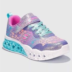 Skechers little Girls Sport Light-Up Sneakers Adjustable Strap Size 2